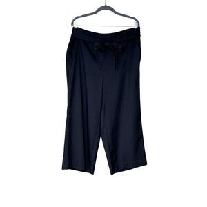 Loft outlet black wide leg belted crop pants size 12